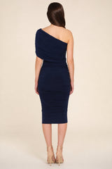 Alice Navy One Shoulder Midi Dress