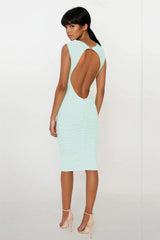 BELLA MINT GREEN BACKLESS SLEEVELESS MIDI DRESS