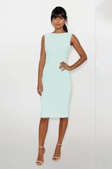 BELLA MINT GREEN BACKLESS SLEEVELESS MIDI DRESS
