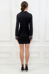 BRIA BLACK BLAZER DIAMANTE EMBELLISHED LONG SLEEVED MINI DRESS