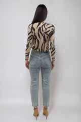 DASHA-ANIMAL ZEBRA PRINT BODYSUIT TOP
