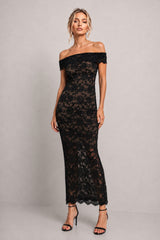 Elan Black Lace Bardot Maxi Dress