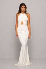 Erin White Ivory Backless Bridesmaids Maxi Dress