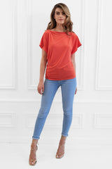 Finley Orange Batwing Top - Detail View | Honor Gold