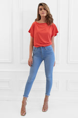 Finley Orange Batwing Top - Back View | Honor Gold