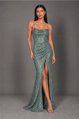 Gigi Green Sequin Backless Maxi Dress