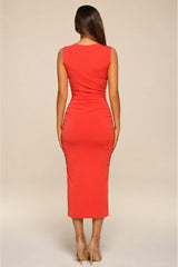 Hannah Burnt Orange Midi Midaxi Dress