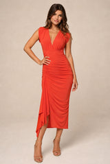 Hannah Burnt Orange Midi Midaxi Dress