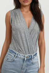 JAY SLEEVELESS WRAP STYLE GREY JERSEY BODY