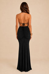 Keira Black Halterneck Backless Maxi Dress