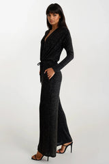 KENNEDY BLACK/BRONZE SHIMMER LONG SLEEVED JUMPSUIT