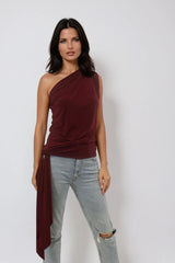 KHLOE BERRY ONE SHOULDERED WITH TIE TOP
