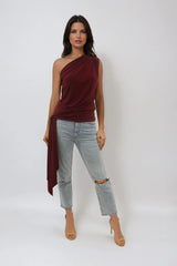 KHLOE BERRY ONE SHOULDERED WITH TIE TOP