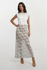 PAIGE WHITE LACE MAXI SKIRT