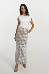 PAIGE WHITE LACE MAXI SKIRT