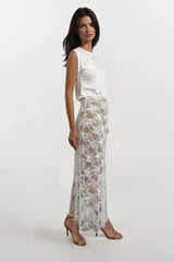 PAIGE WHITE LACE MAXI SKIRT
