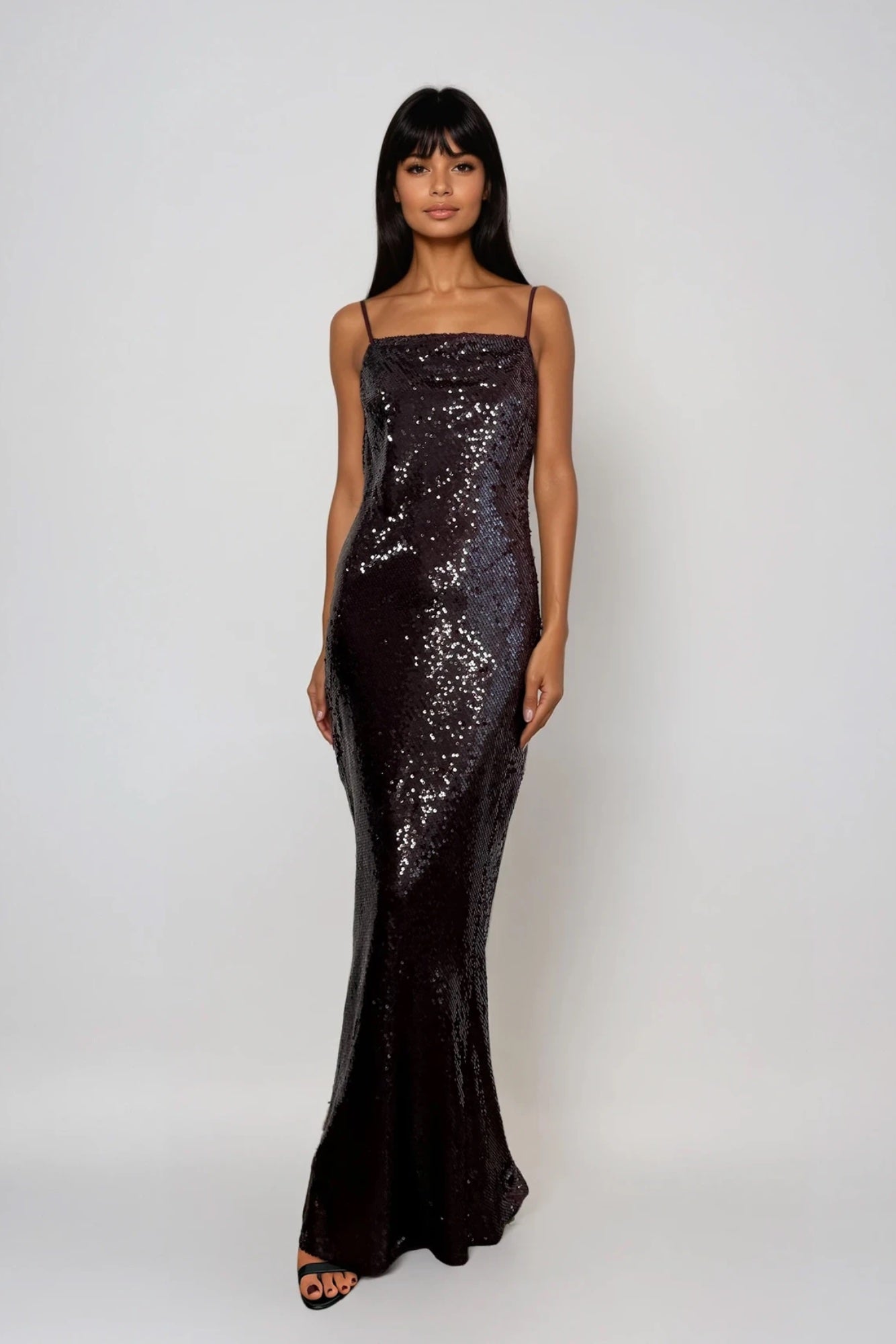 princess polly baby blue dress Black Warehouse Sequin Embellished Fluffy Plunge Neck Midi Dress
