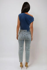 Willow Royal Blue Off The Shoulder Top - Detail View | Honor Gold