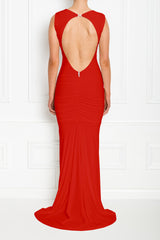 BELLA RED BACKLESS SLEEVELESS MAXI DRESS