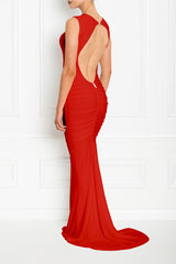 BELLA RED BACKLESS SLEEVELESS MAXI DRESS