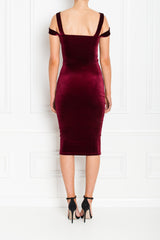 EVIE VELVET MIDI BERRY BACK AW19-2