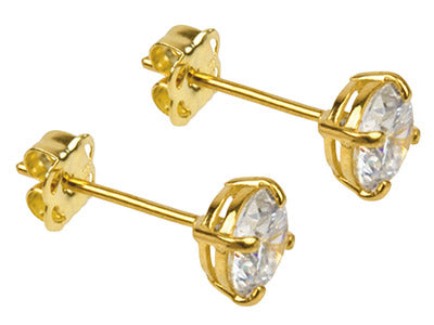 9ct Yellow Gold Pair 5mm Cubic Zirconia Stud Earring