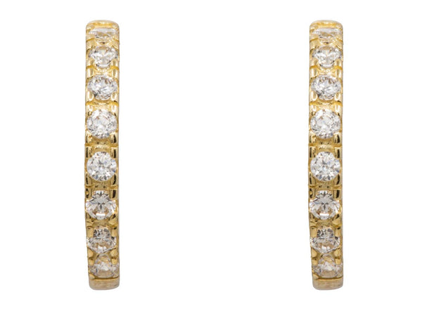 9ct Yellow Gold Hoop Earrings Set With Cubic Zirconia
