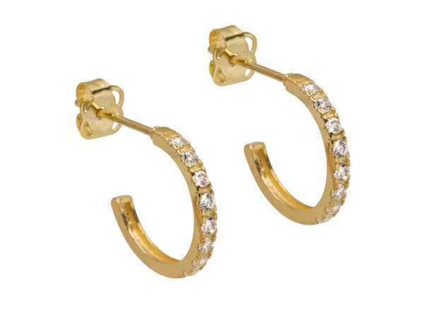 9ct Yellow Gold Hoop Earrings Set With Cubic Zirconia