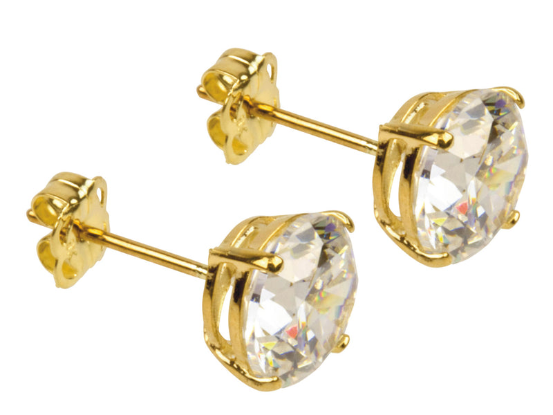 9ct Yellow Gold Pair 7mm Cubic Zirconia Stud Earring
