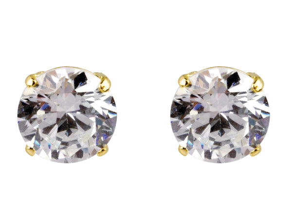 9ct Yellow Gold Pair 7mm Cubic Zirconia Stud Earring