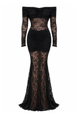 Black maxi dress in a ghost Mannequin 