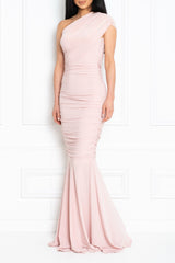 ALICE BLUSH PINK ONE SHOULDER BRIDESMAIDS MAXI DRESS