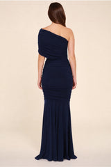 Alice Navy One Shoulder Bridesmaids Occasion Maxi Dress