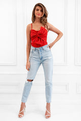 BEXLEY RED BOW SCUBA CREPE TOP
