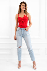 BEXLEY RED BOW SCUBA CREPE TOP