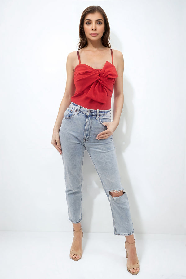 BEXLEY RED BOW SCUBA CREPE TOP