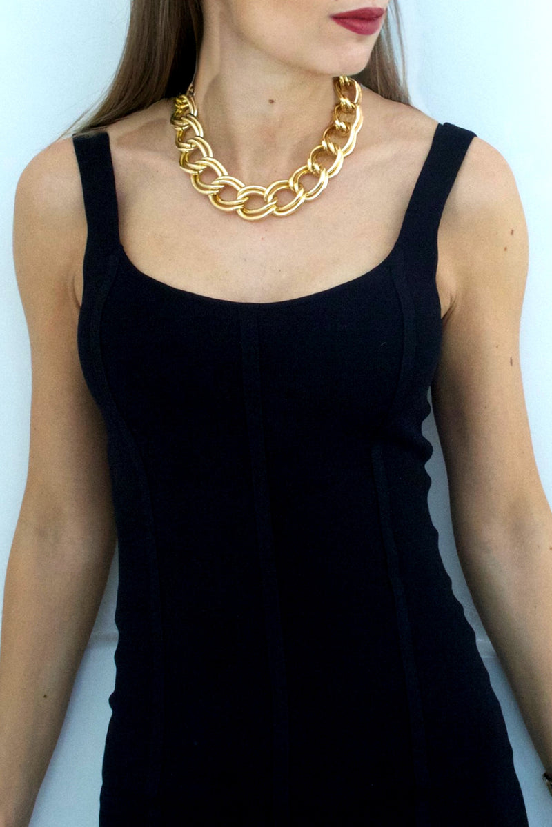 BLAKE DOUBLE CHAIN GOLD TONE NECKLACE