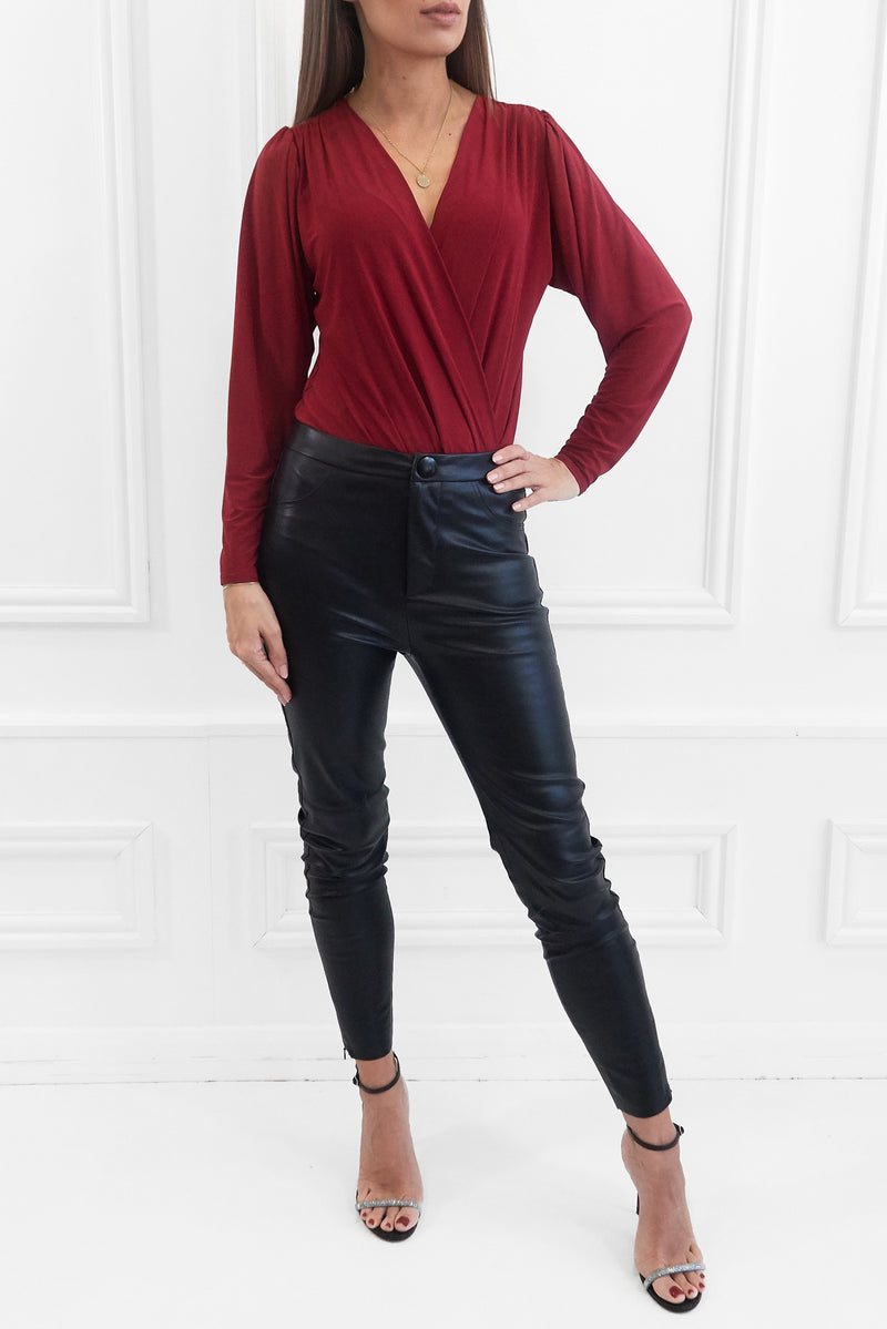 DASHA BERRY BODYSUIT WITH LONG SLEEVES