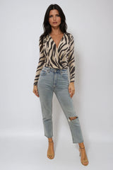 DASHA-ANIMAL ZEBRA PRINT BODYSUIT TOP
