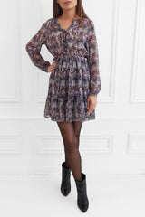 DREW FLORAL PRINTED MINI DRESS WITH LONG SLEEVES