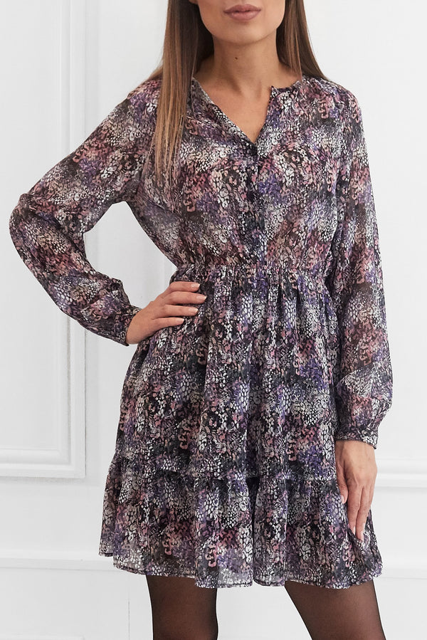 DREW FLORAL PRINTED MINI DRESS WITH LONG SLEEVES