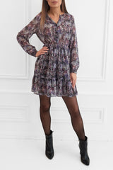 DREW FLORAL PRINTED MINI DRESS WITH LONG SLEEVES