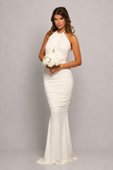 Erin White Ivory Backless Bridesmaids Maxi Dress
