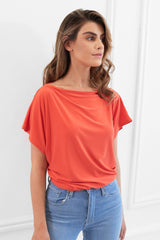 Finley Orange Batwing Top - Front View | Honor Gold