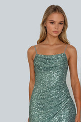 GIGI GREEN SEQUIN OCCASION WEAR MAXI DRESS