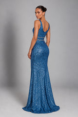 Hailey Blue Sequin Maxi Dress