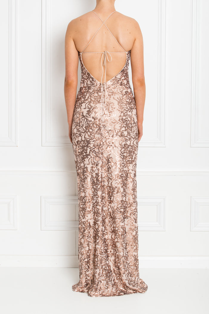 GIA ROSE PINK SPARKLE SEQUIN BACKLESS MAXI DRESS * LAST ONE