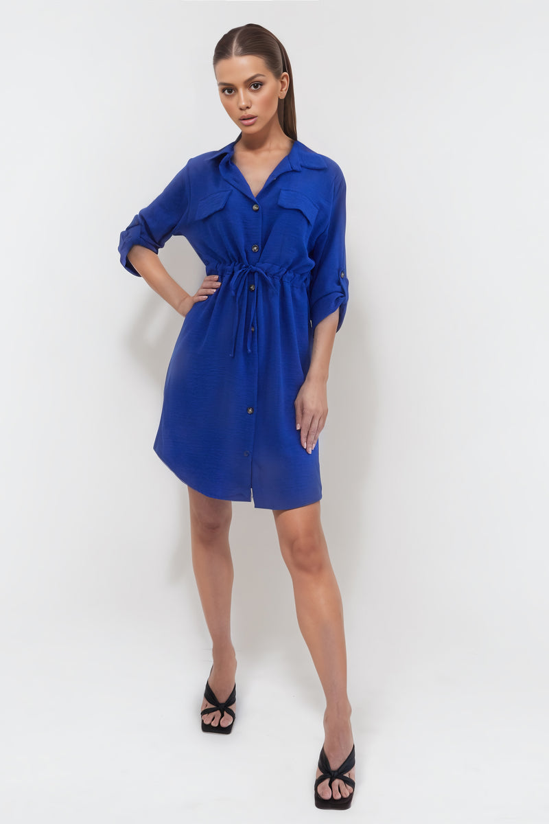 COLBY BLUE SHORT SHIRT DRESS