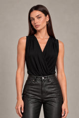 Jade Black Sleeveless Bodysuit Top