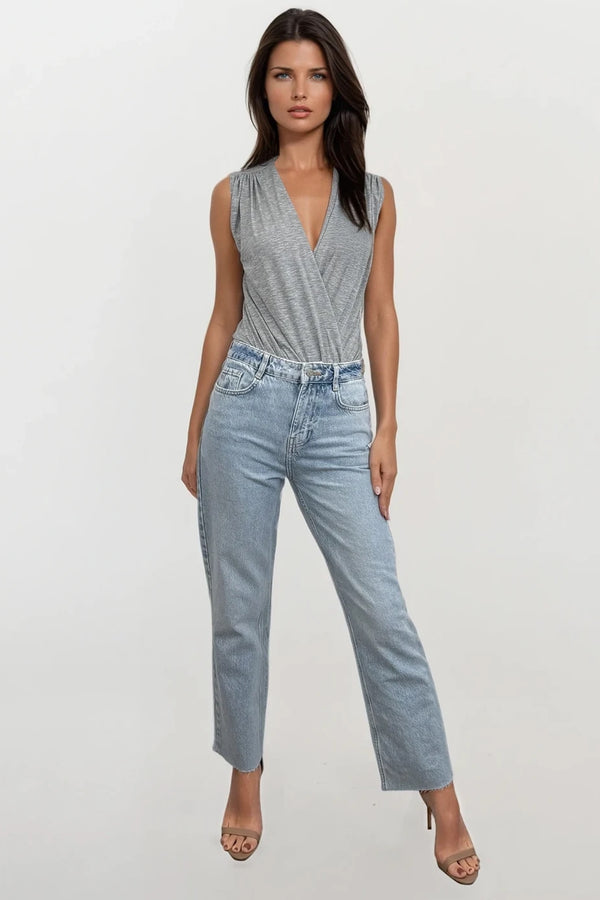 JAY SLEEVELESS WRAP STYLE GREY JERSEY BODY